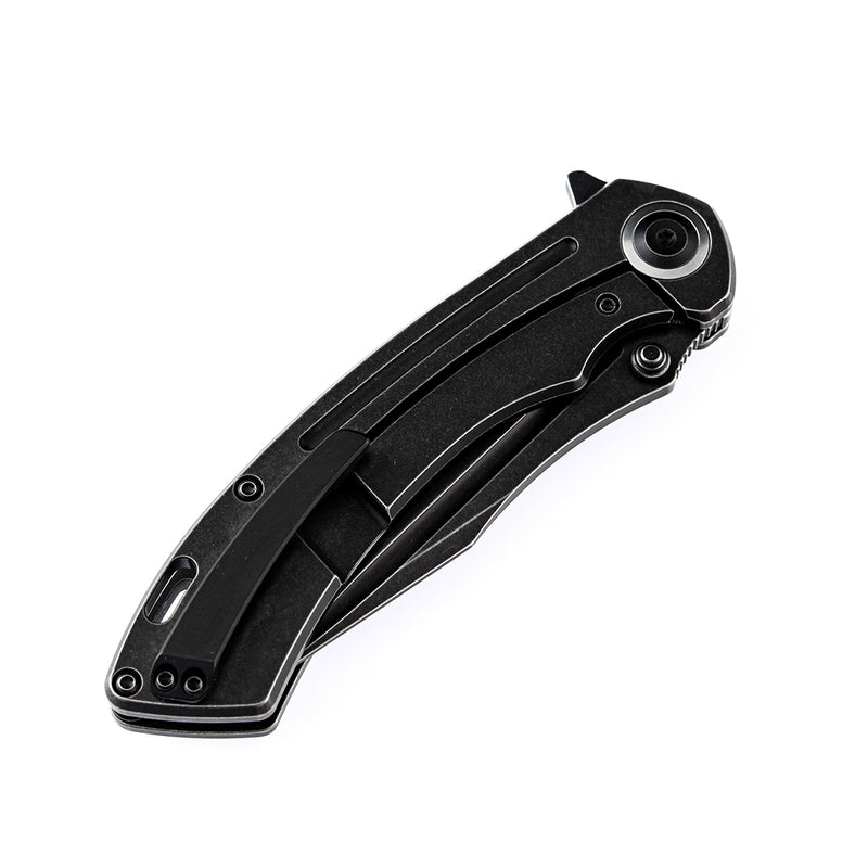Pretatout K1032A1  Black Anodized Titanium Handle Black TiCn Cotaed CPM-S35VN with Kmaxrom Design