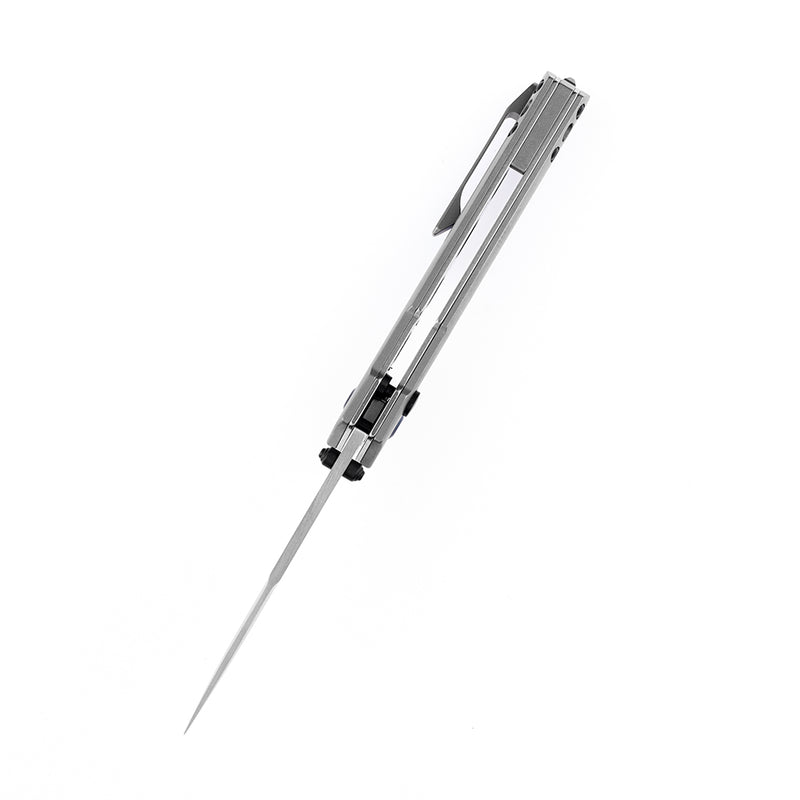 KANSEPT EDC Tac Thumb Studs/Button Lock Knife Timascus+ Titanium Inlay Handle (3.1'' CPM-S35VN Blade)Mikkel Willumsen Design-K2009A8