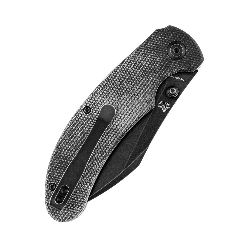 Nesstreet K1039A2 Black Stonewashed CPM-S35Vn Blade Black Micarta Handle with Karambit Maker design
