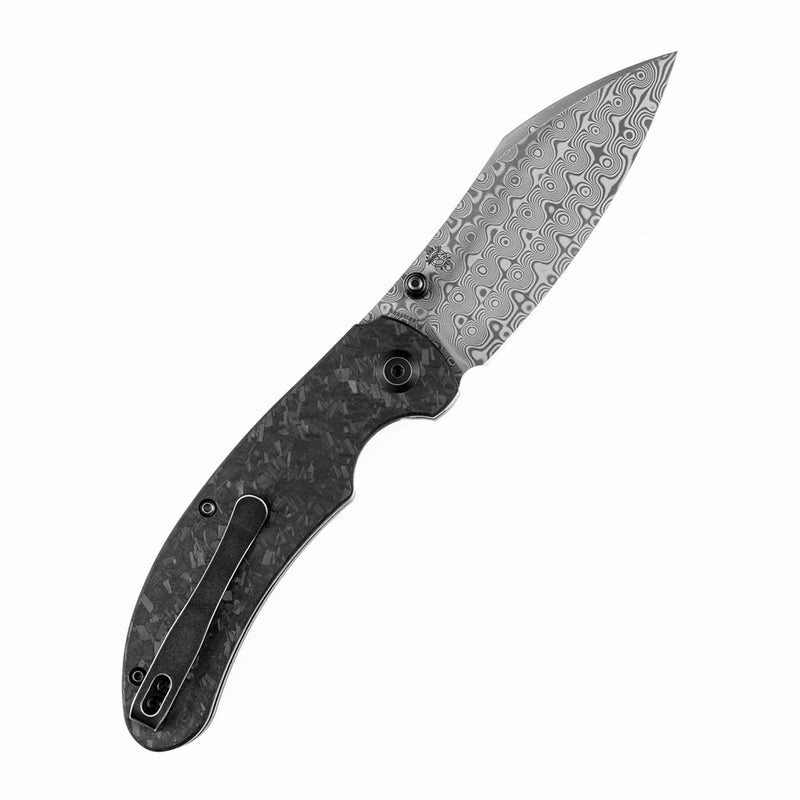 KANSEPT Nesstreet Damascus Blade Shred Carbon Fiber Handle with Karambit Maker design-K1039D1