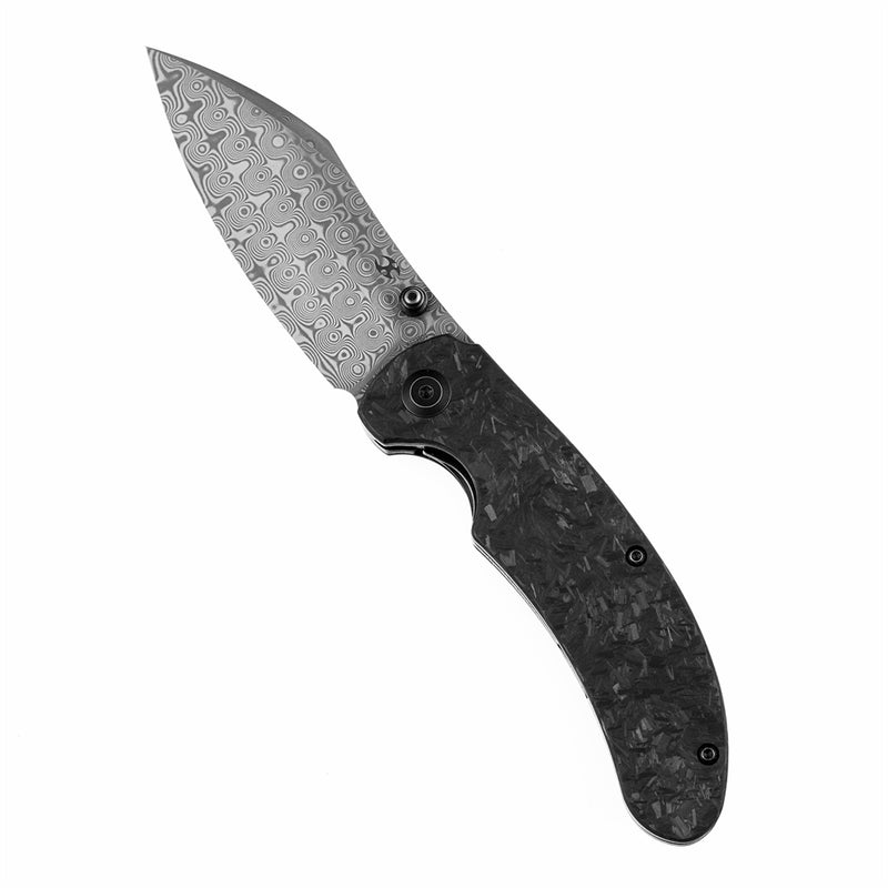 KANSEPT Nesstreet Damascus Blade Shred Carbon Fiber Handle with Karambit Maker design-K1039D1