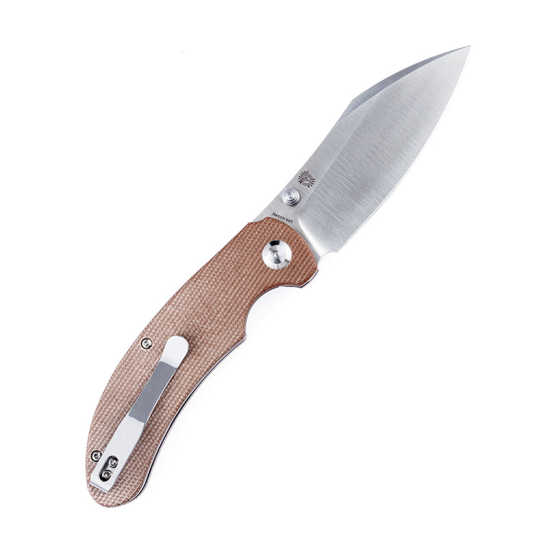 KANSEPT Nesstreet  Thumb Hole Knife Brown Micarta Handle (3.58'' CPM-S35VN Blade) Karambit Maker Design-K1039A1