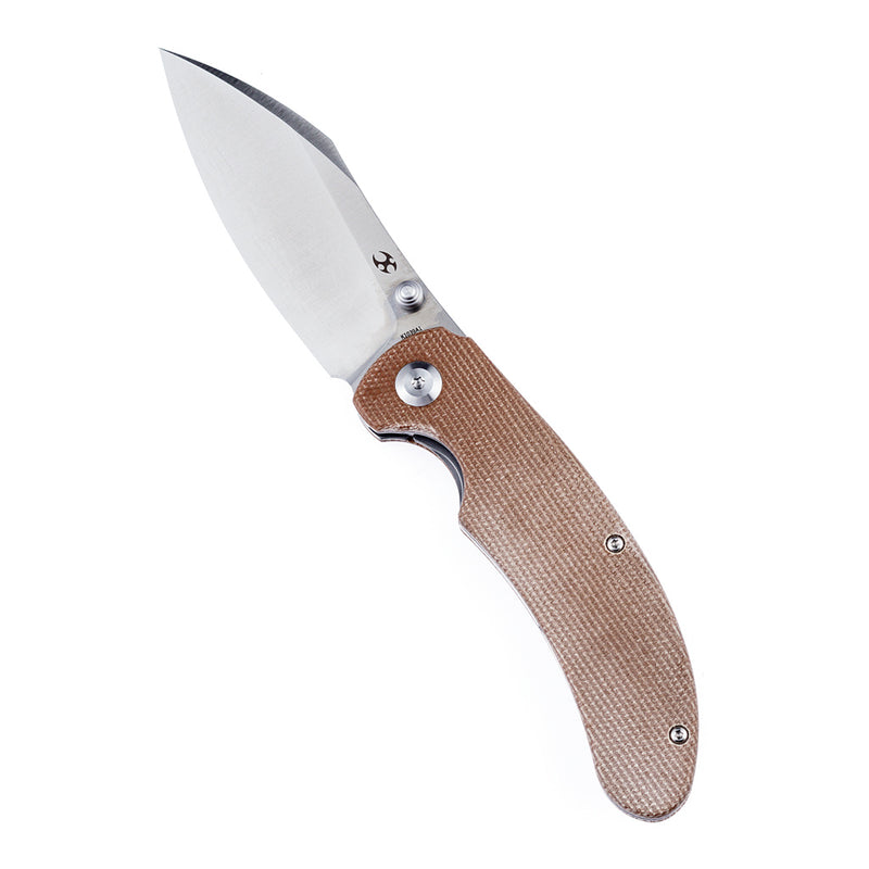 KANSEPT Nesstreet  Thumb Hole Knife Brown Micarta Handle (3.58'' CPM-S35VN Blade) Karambit Maker Design-K1039A1