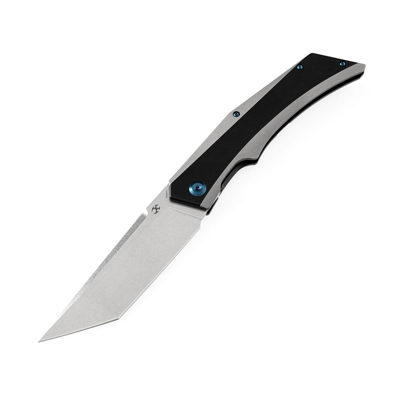 Kansept Knife Naska K1035T1 Stonewashed CPM-S35VN Tanto Blade Black Anodized and Plain Titanium Handle with APK Designs