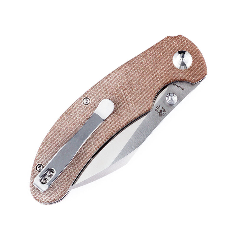 KANSEPT Nesstreet  Thumb Hole Knife Brown Micarta Handle (3.58'' CPM-S35VN Blade) Karambit Maker Design-K1039A1