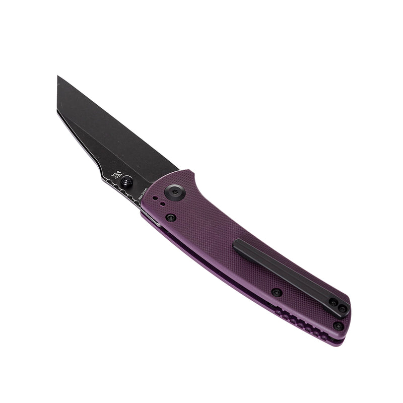 KANSEPT Main Street Thumb Stub Pocket Knives Purple Handle Black TiCn Coated 154CM Blade Dirk Pinkerton Design-T1015A6
