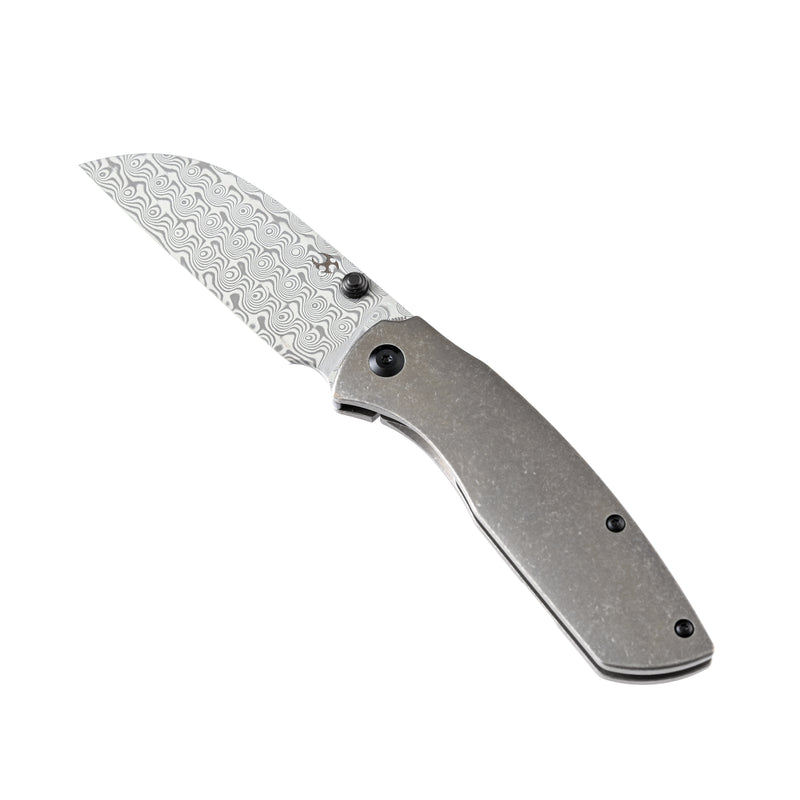 KANSEPT Convict K1023B4 Damascus Blade Bronze Anodized Titanium  Handle with Sheepdog Knives Design