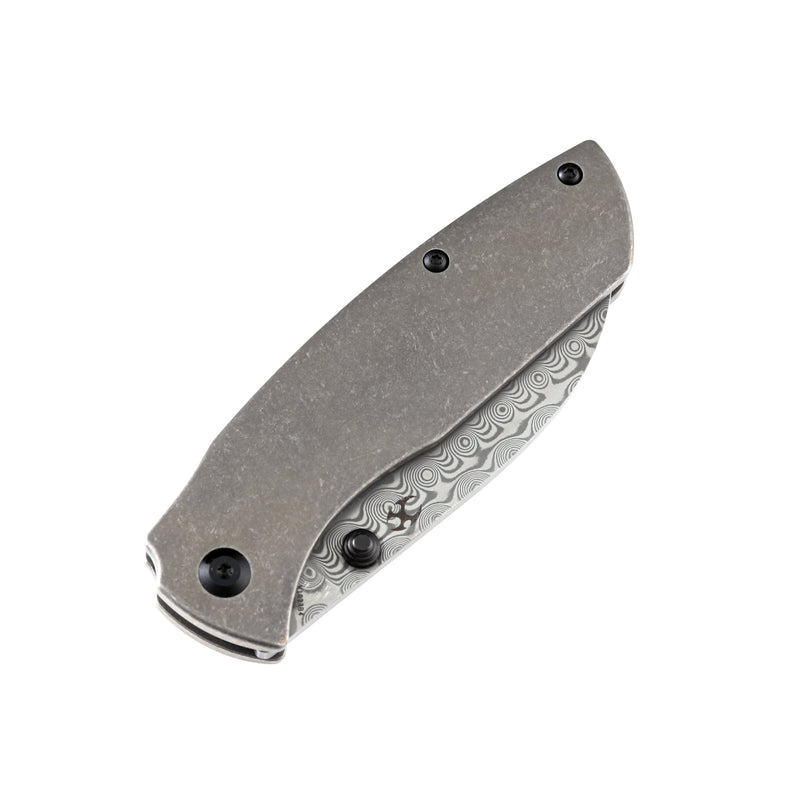 KANSEPT Convict K1023B4 Damascus Blade Bronze Anodized Titanium  Handle with Sheepdog Knives Design