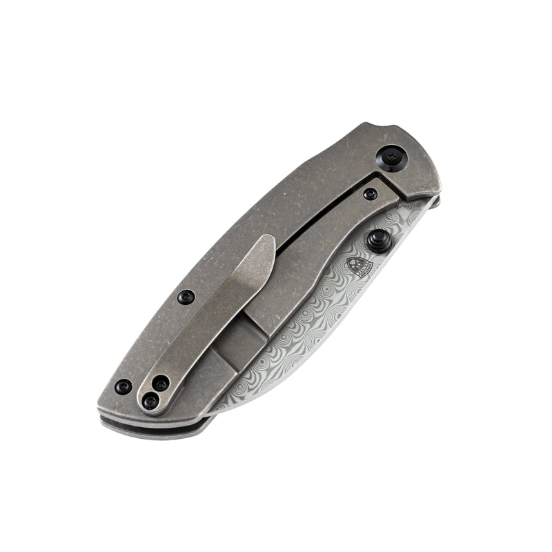 KANSEPT Convict K1023B4 Damascus Blade Bronze Anodized Titanium  Handle with Sheepdog Knives Design