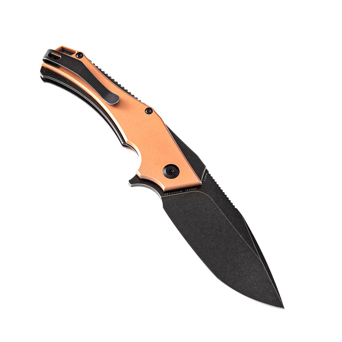 Hellx T1008C1 Folding Tactical Knife with Red Copper Handle Black TiCn Coated D2 Blade