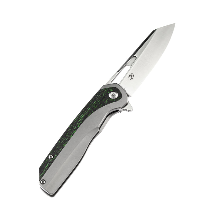 KANSEPT Shard --Left Handed Thumb Hole Knife Titanium + Jungle Wear Fat Carbon Handle (3.5'' CPM-S35VN Blade)Kim Ning Design -K1006L6