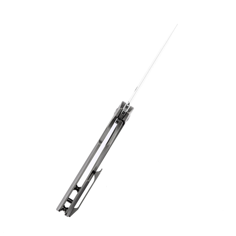 KANSEPT Shard Left Handed Thumb Hole Knife Titanium with Jungle Wear Fat Carbon Handle (3.5'' CPM-S35VN Blade)Kim Ning Design -K1006L6