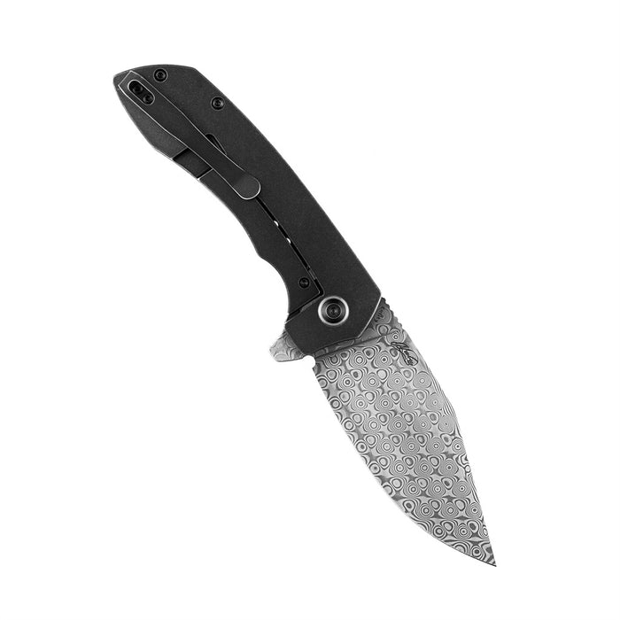 Entity K1036B3 Dmascus Blade Black TiCn Coated and Stonewashed  Titanium Handle with Nalu Knives design