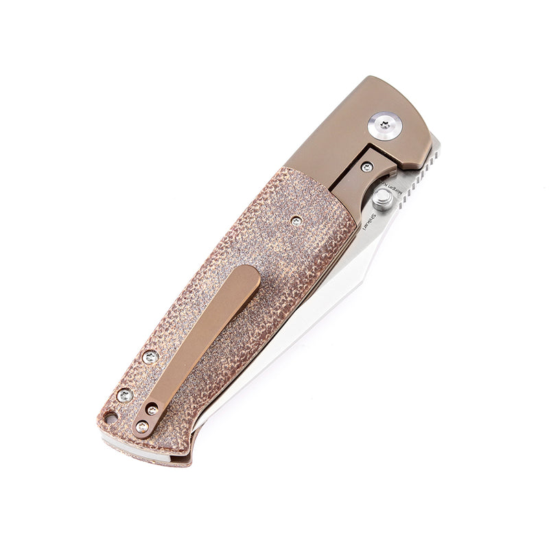 KANSEPT Shikari K1027A2 CPM-20CV Blade Brown Micarta Handle with Titanium Bolster Morgan Koens Dessign