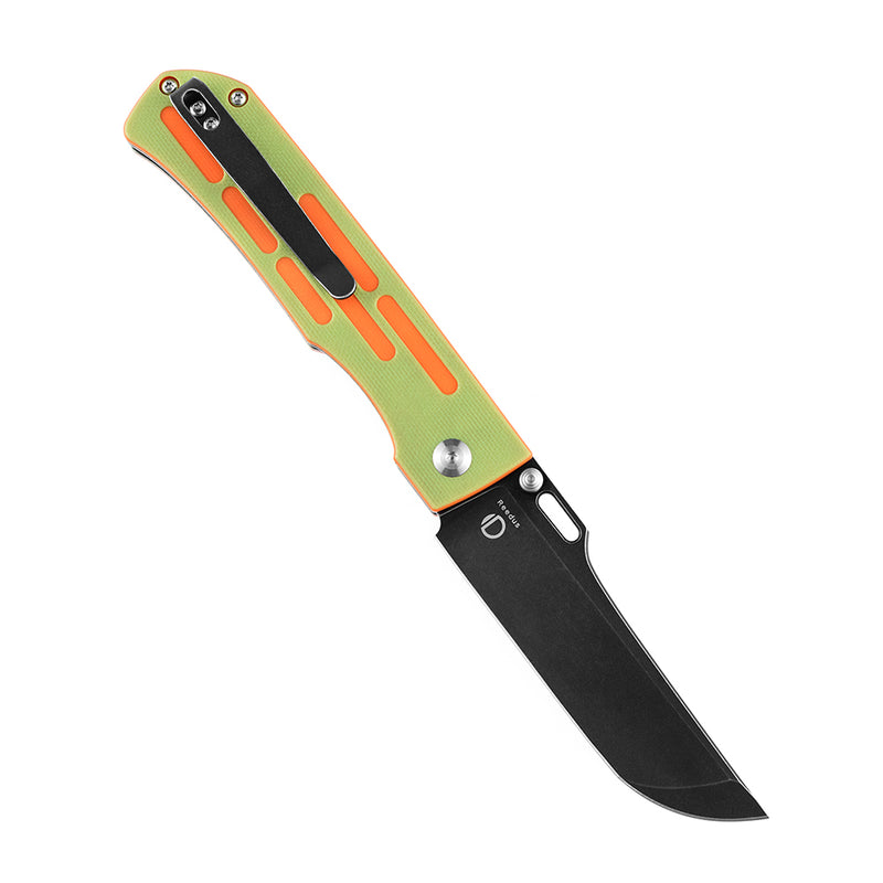 Reedus T1041A3 Black TiCn Coated and Stonewashed 154CM Blade Green and Orange G10 Handle with D.O.C.K. Design