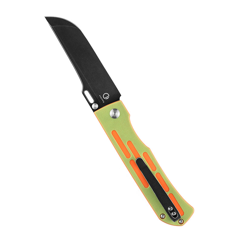 Reedus T1041A3 Black TiCn Coated and Stonewashed 154CM Blade Green and Orange G10 Handle with D.O.C.K. Design