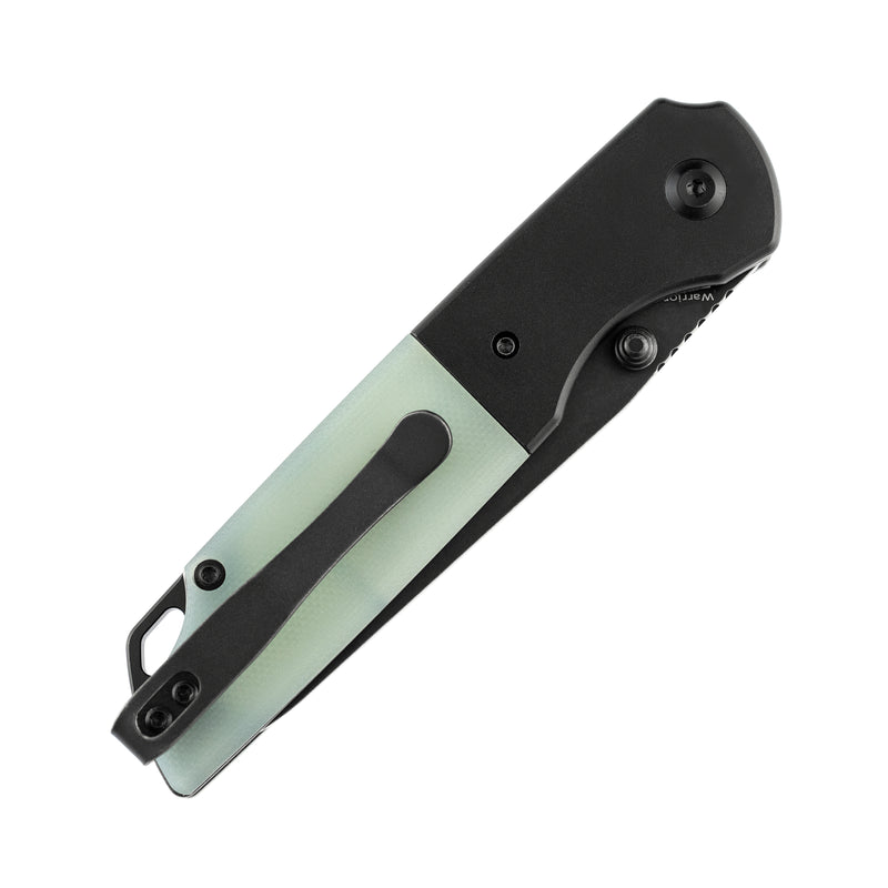 KANSEPT Warrior T1005S4 Black TiCn Coated and Stonewashed Drop Point D2 Blade Black Anodized Aluminum Bolster +Jade G10 Handle with Kim Ning Design