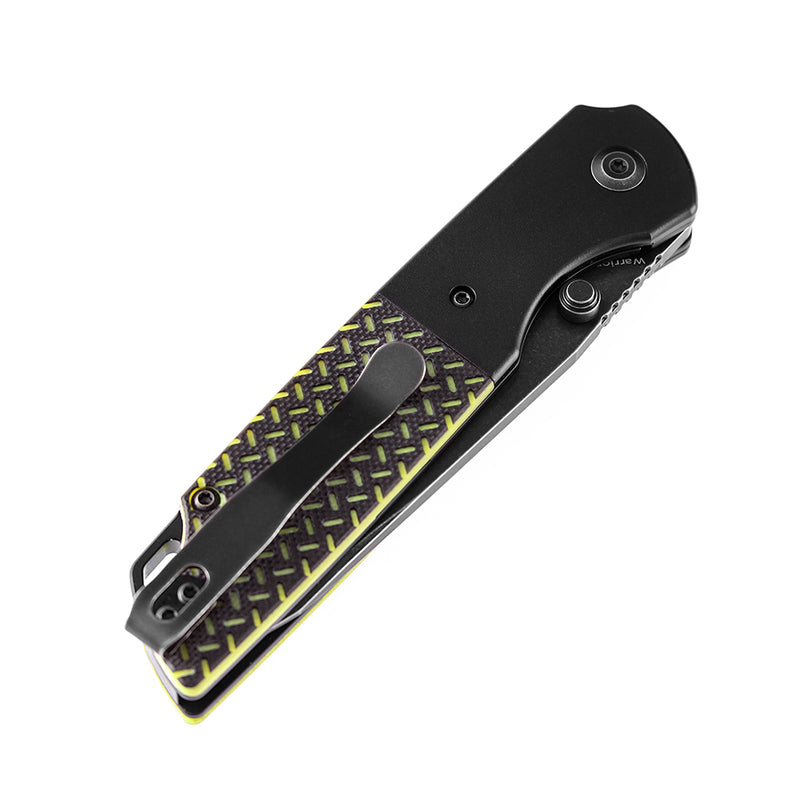 KANSEPT Warrior T1005T2 Black TiCn Coated and Stonewashed Tanto D2 Blade Black Anodized Aluminum Bolster + Black and Green G10 Handle with Kim Ning Design