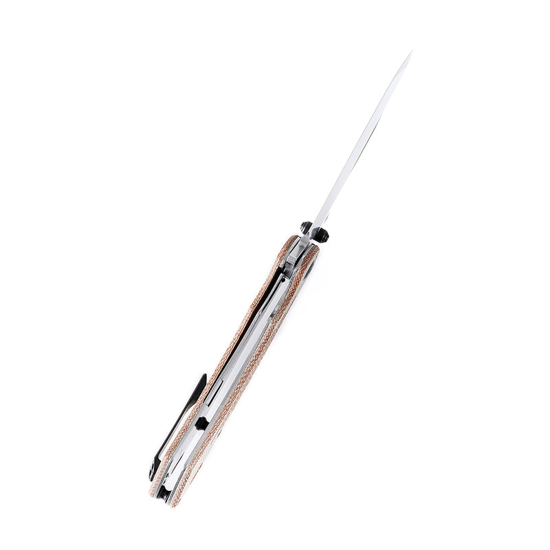 Pretatout T1032T1 Stonewashed 154CM Blade Brown Micarta Handle with Kmaxrom Design