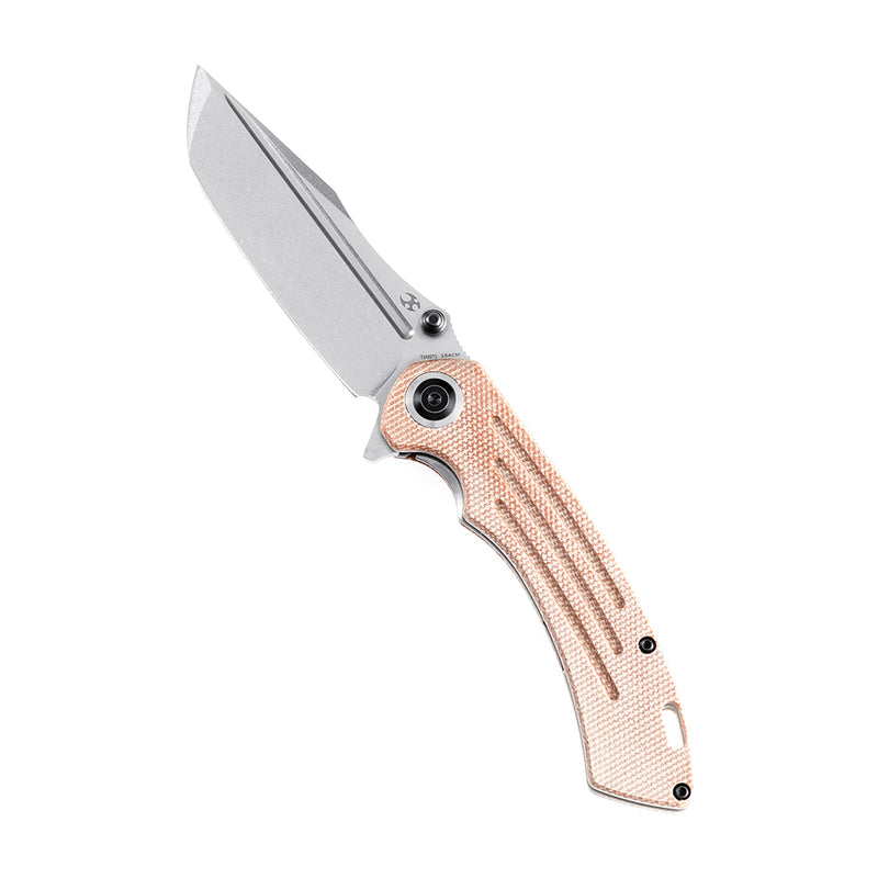 Pretatout T1032T1 Stonewashed 154CM Blade Brown Micarta Handle with Kmaxrom Design