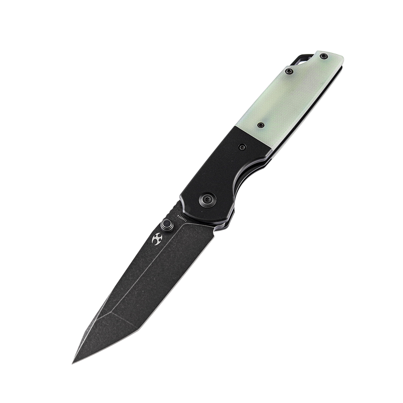 KANSEPT Warrior T1005T4 Black TiCn Coated and Stonewashed Tanto D2 Blade Black Anodized Aluminum Bolster +Jade G10 Handle with Kim Ning Design