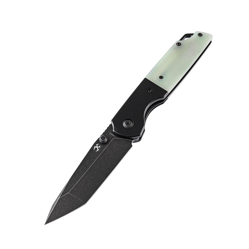 Warrior T1005T4 Black TiCn Coated and Stonewashed Tanto D2 Blade Black Anodized Aluminum Bolster +Jade G10 Handle with Kim Ning Design