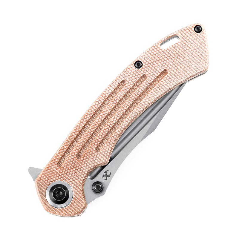 Pretatout T1032T1 Stonewashed 154CM Blade Brown Micarta Handle with Kmaxrom Design