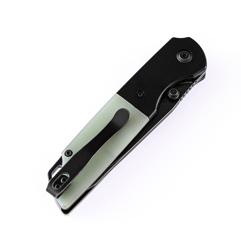 KANSEPT Warrior T1005T4 Black TiCn Coated and Stonewashed Tanto D2 Blade Black Anodized Aluminum Bolster +Jade G10 Handle with Kim Ning Design