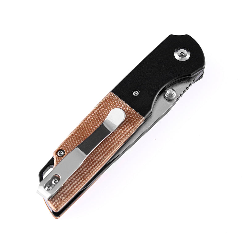 KANSEPT Warrior T1005T5 Black TiCn Coated Machine Rubbed Tanto D2 Blade Black Anodized Aluminum Bolster +Brown Micarta Handle with Kim Ning Design