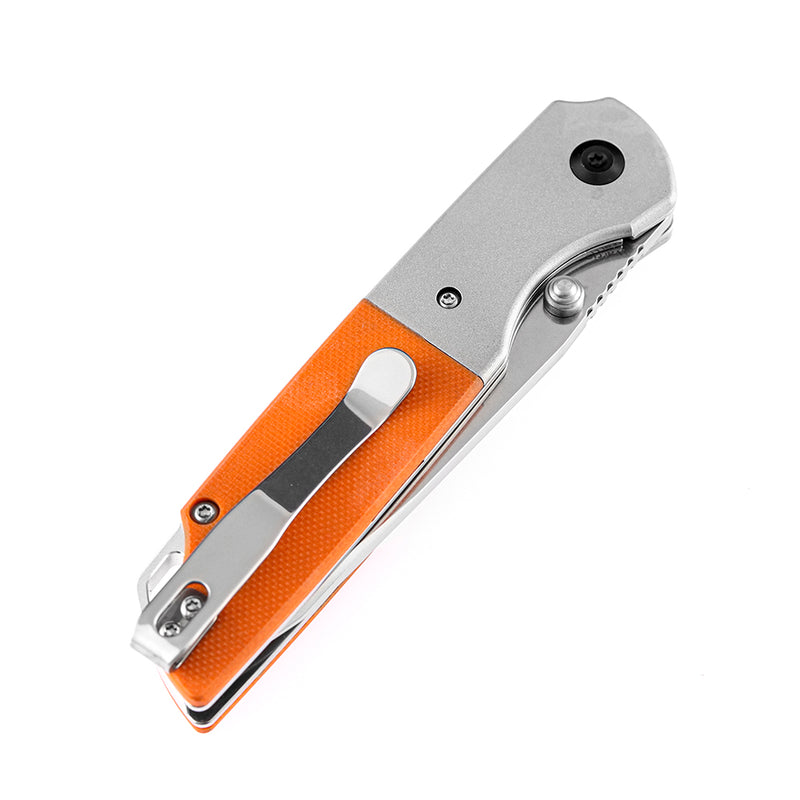 KANSEPT Warrior T1005T3 Stonewashed Tanto D2 Blade Plian Aluminum + Orange G10 Handle with Kim Ning Design