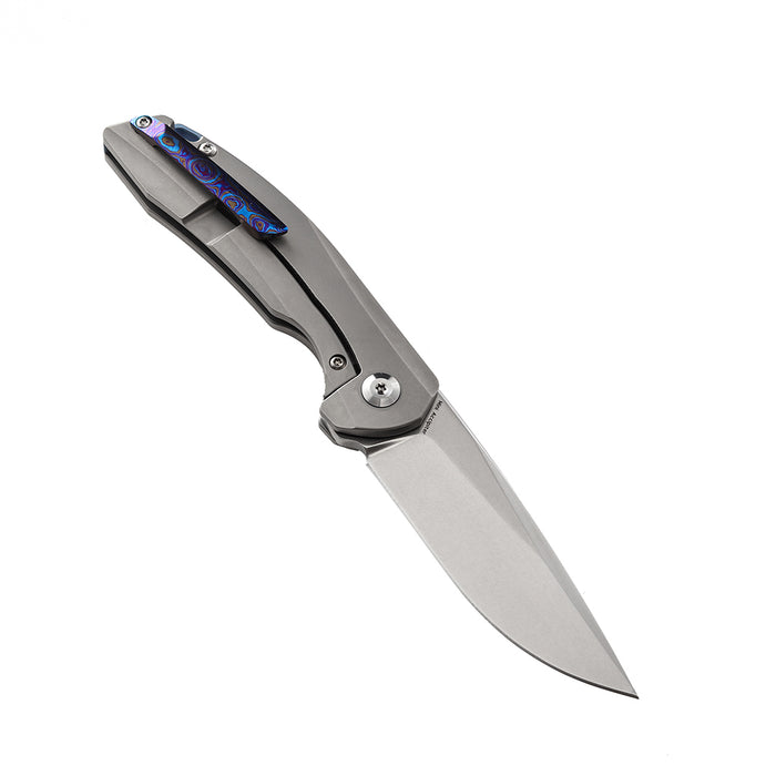 KANSEPT Mini Accipiter Flipper Knife Titanium and Timascus Handle(2.9"CPM-S35VN Blade)Kim Ning Design-K2007A4