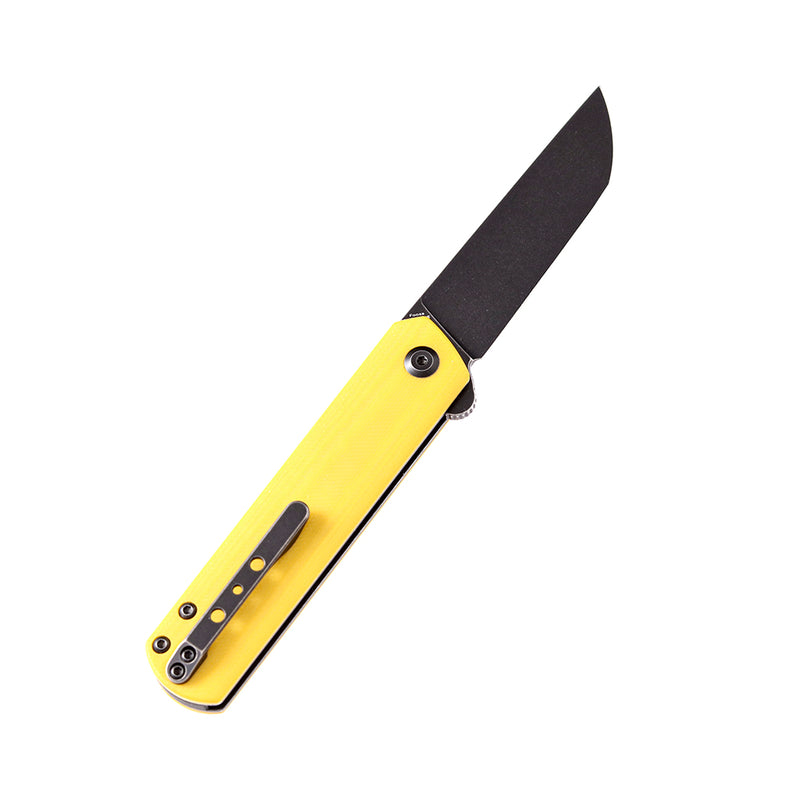 KANSEPT Foosa T2020T6 154CM  Blade Yellow G10 Handle with Rolf Helbig Design