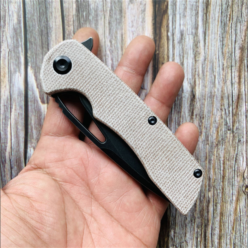 KASEPT Kryo Flipper Brown Micarta Handle(Black Coating D2 Blade )with Kim Ning Design-T1001B1