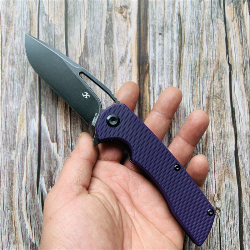 KANSEPT Kryo FlipperBlade Purple G10 Handle(Black Coating D2 Blade) with Kim Ning Design-T1001B3