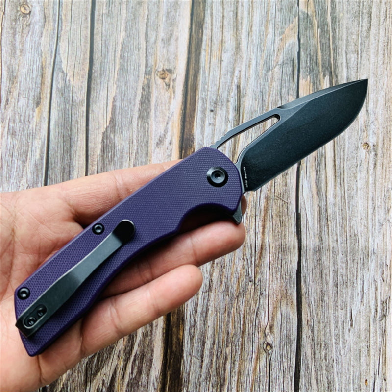 KANSEPT Kryo FlipperBlade Purple G10 Handle(Black Coating D2 Blade) with Kim Ning Design-T1001B3