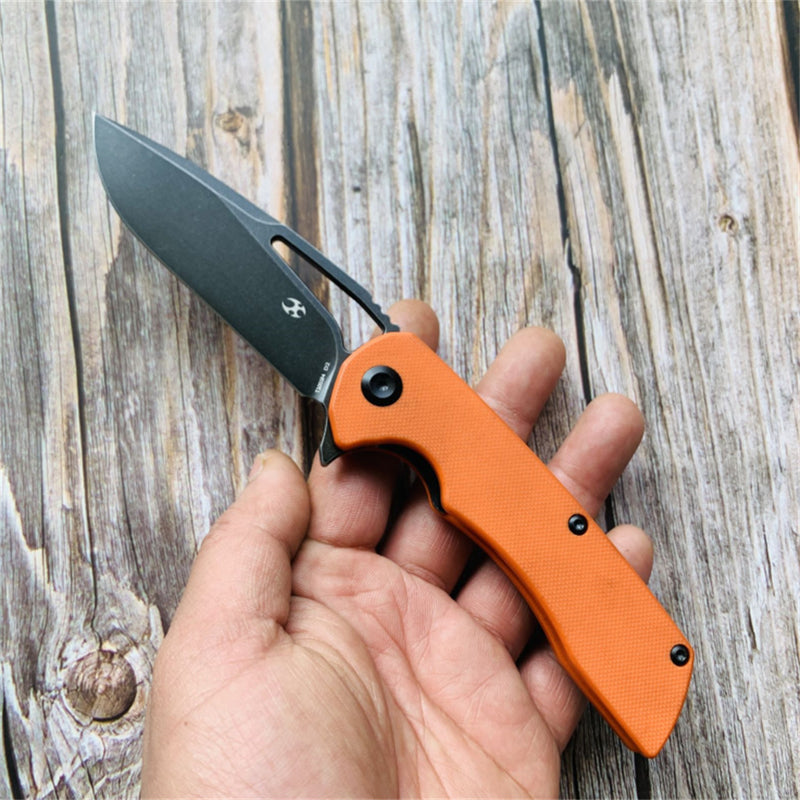 Kryo T1001B4 Black Coating D2 Blade Orange G10 Handle with Kim Ning Design