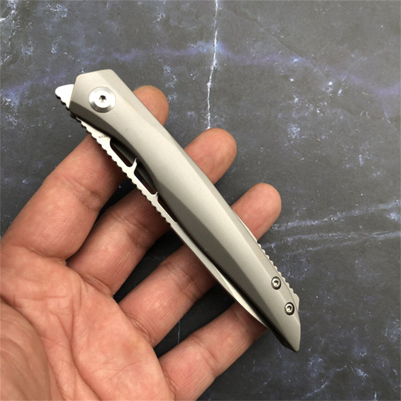 lucky Star K1013A1 CPM-S35VN Drop Point Blade Titanium Handle with MaxTkachuk Design
