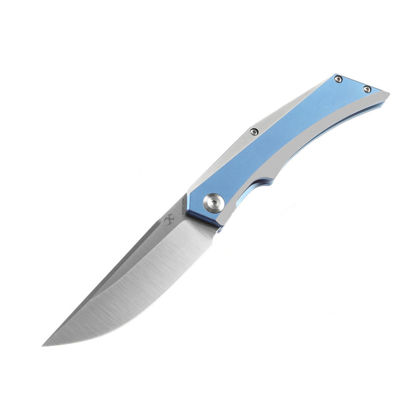 Kansept Knife Naska K1035A3 Satin CPM-S35VN Blade Blue Anodized and Plain Titanium Handle with APK Designs