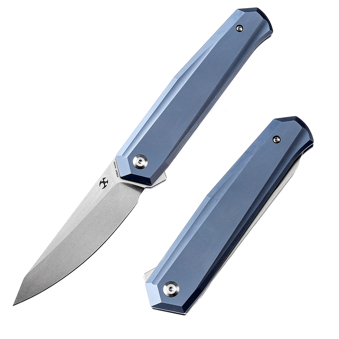 Integra K1042A3 Stonewashed M390 Blue Anodized Titanium Designed by JK Knives