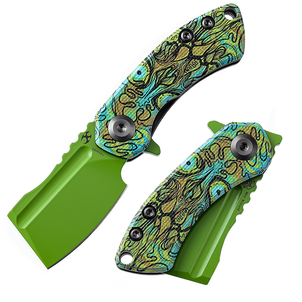 Mini Korvid T3030B2 Designed by Koch Tools G10 with Undead Print-Green Green Coating 154CM