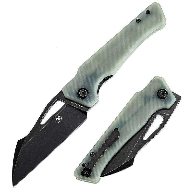 Egress K1033C2 SatinBlack Stonewashed CPM-S35VN Jade G10 Handle with Nitch Designs Design