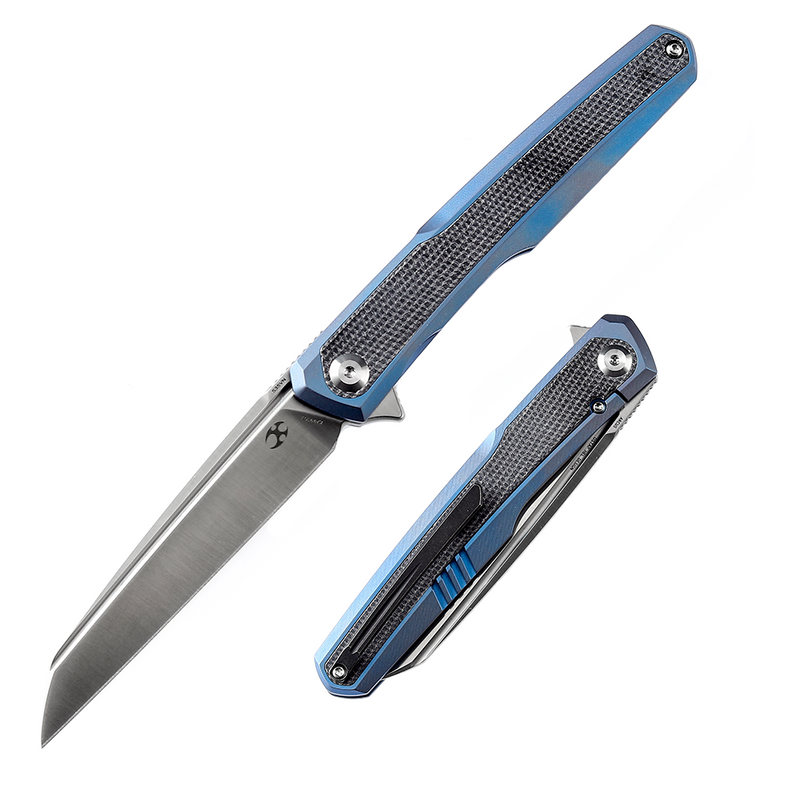 KANSEPT Arcus K1046A3 Ostap Hel Design Satin CPM-S35VN Blue Anodized Titanium + Black Micarta