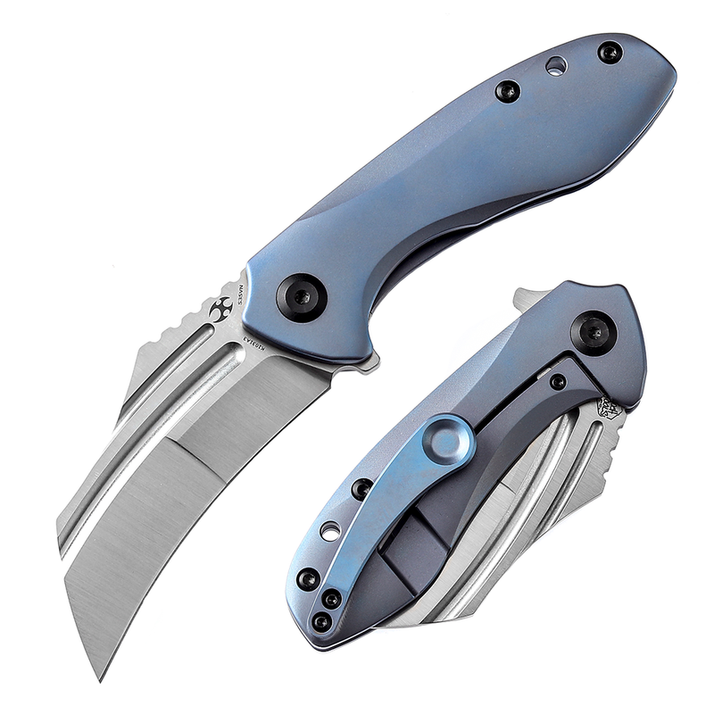 KANSEPT KTC3  Flipper Knife Blue Titanium Handle (2.69'' CPM-S35VN Blade) Koch Tools Design-K1031A3