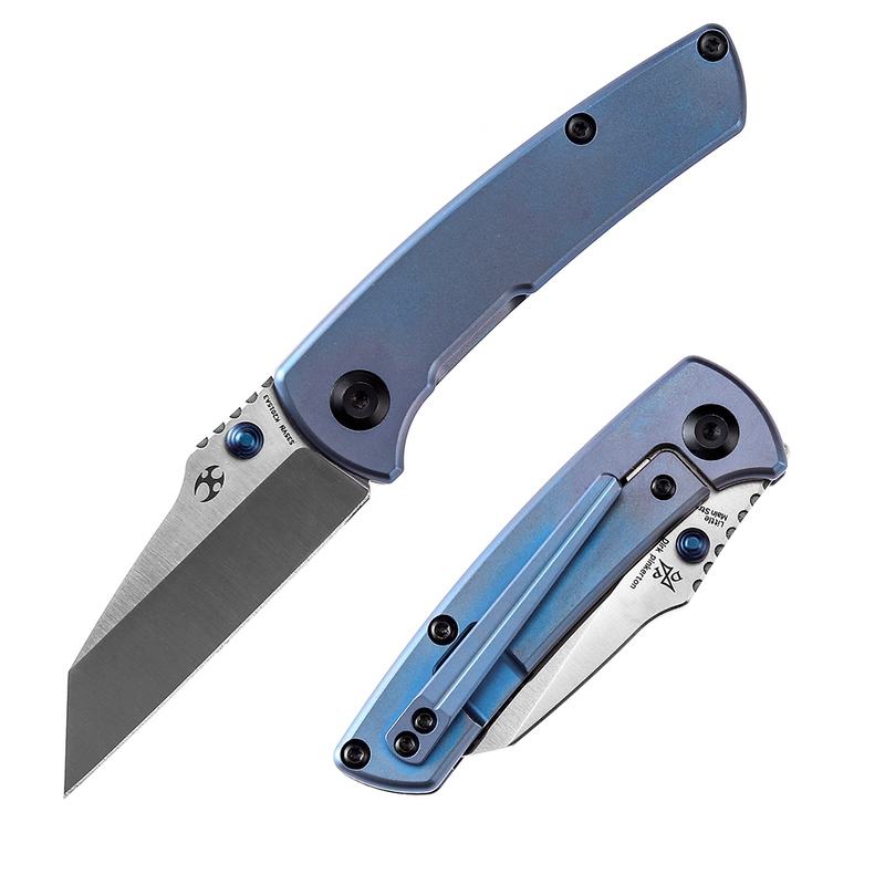 KANSEPT Little Main Street K2015A3 Satin CPM-S35VNm Blue Anodized Titanium Handle  with Dirk Pinkerton Design