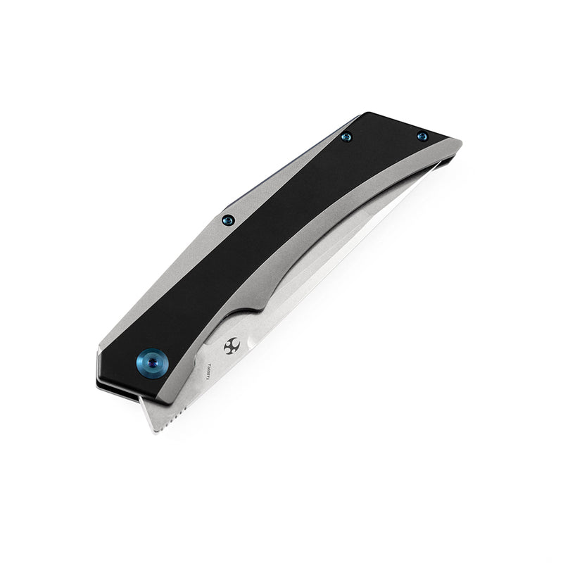 Kansept Knife Naska K1035T1 Stonewashed CPM-S35VN Tanto Blade Black Anodized and Plain Titanium Handle with APK Designs