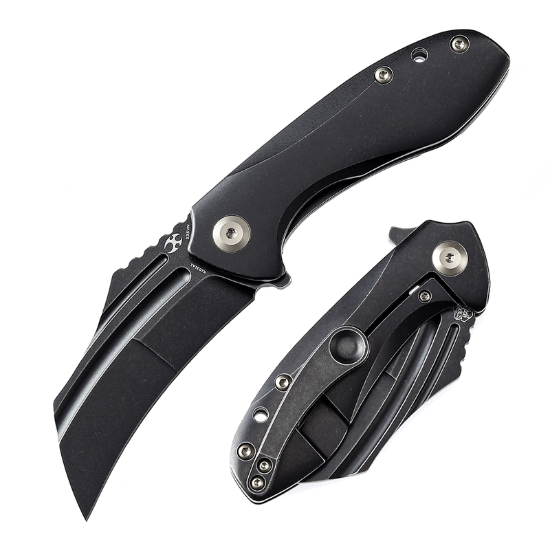 KANSEPT KTC3  Flipper Knife Black Titanium Handle (2.69'' CPM-S35VN Blade) Koch Tools Design-K1031A1