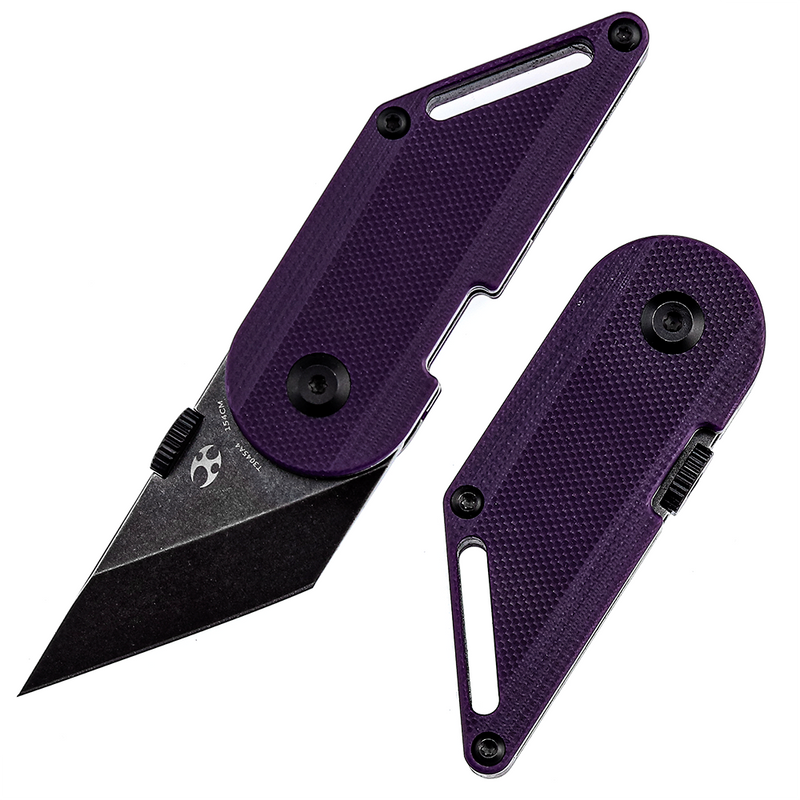 KANSEPT Dash Thumb Disc 1.69" Black Stonewashed 154CM Blade Purple G10 Designed by Dirk Pinkerton - T3045A4