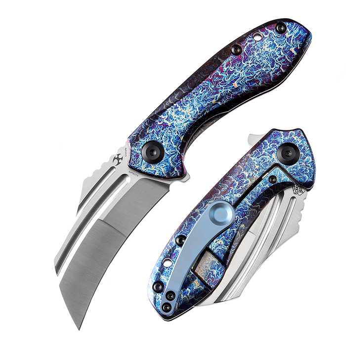 KANSEPT KTC3  Flipper Knife Purple+ Blue Titanium Handle (2.69'' CPM-S35VN Blade) Koch Tools Design-K1031A5