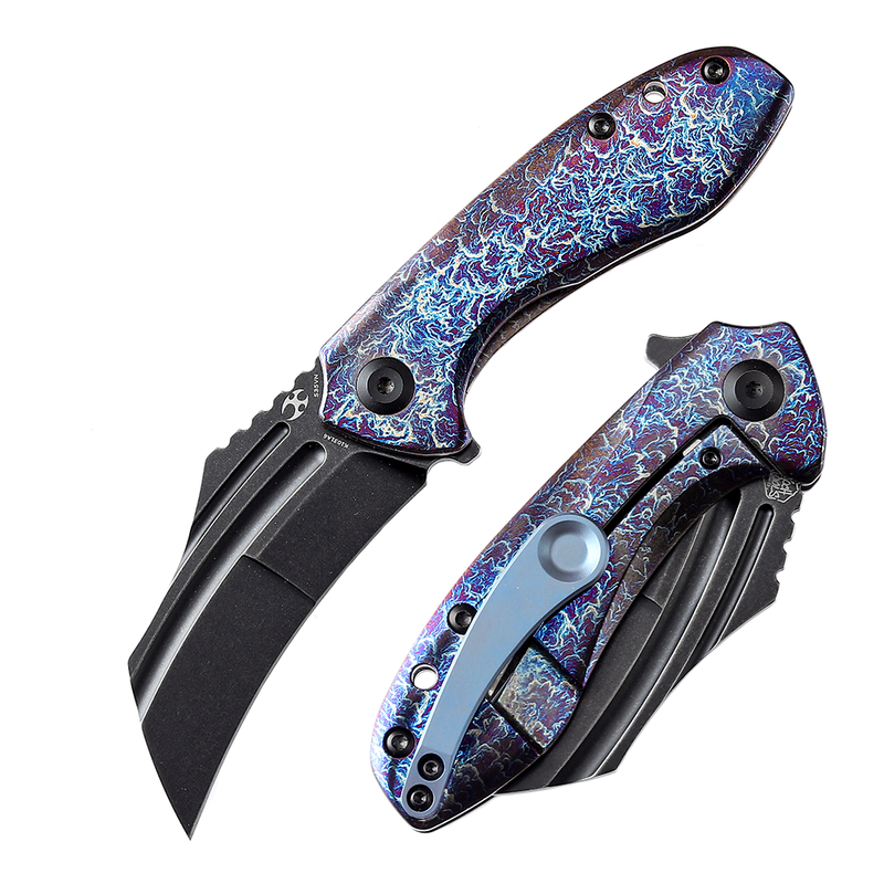 KTC3 K1031A6 Black Stonewashed CPM-S35VN Lightning Strike Anodized Titanium Handle  with Koch Tools Design