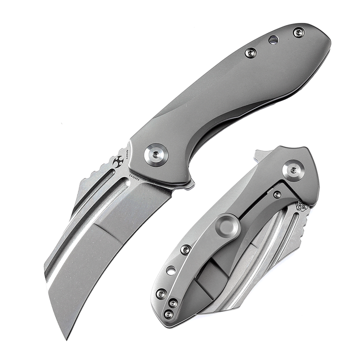KANSEPT KTC3  Flipper Knife Bead Blasted Titanium Handle (2.69'' CPM-S35VN Blade) Koch Tools Design-K1031A2